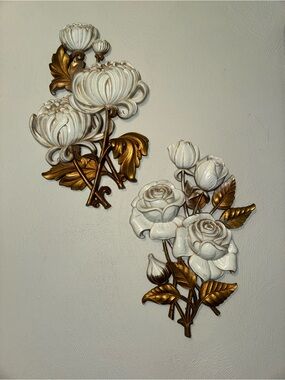 HOMCO White and Gold Floral Wall Décor